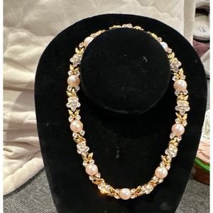Fashion Pearl Rhinestone Necklace Choker
